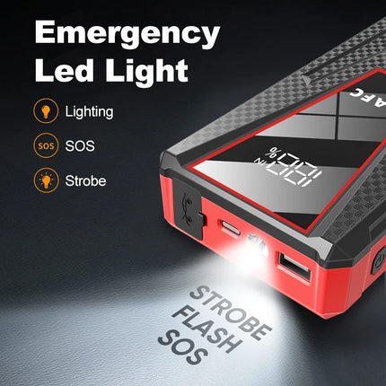 1200A Portable Car Jump Starter Power Bank, 12V Battery Booster Pack With LED Flashlight SOS Lights