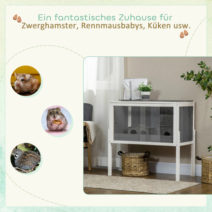 Grande cage en bois pour hamster avec deux huttes et portes coulissantes en acrylique pour petits rongeurs et habitats