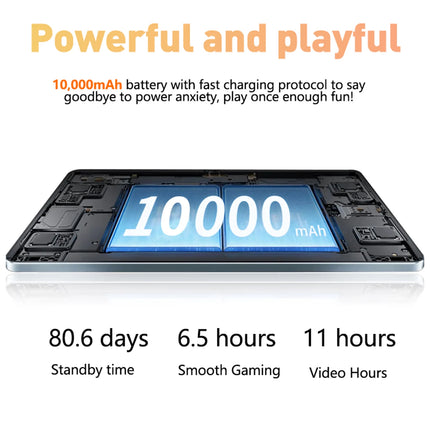 10.1 Inch Android 13 Tablet PC 16GB RAM 1TB Storage Ultra Slim WiFi GPS Fingerprint Recognition Gray