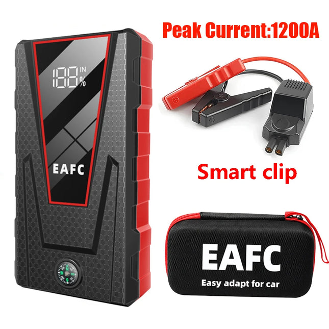 Portable 12V Car Jump Starter Power Bank with LED Display for Gasoline and Diesel Vehicle Battery
