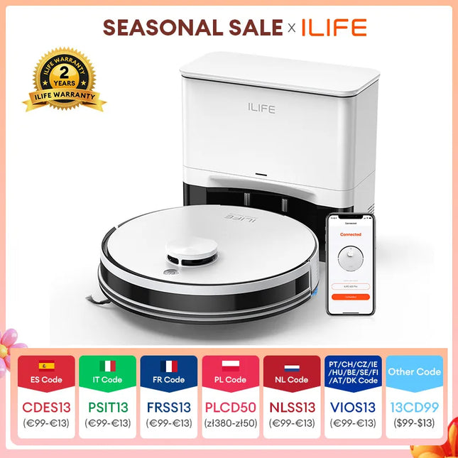 A30 Pro Robot Vacuum and Mop Combo with 5000Pa Suction Self Emptying Base and 180 Minute Runtime
