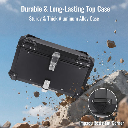 65L Aluminum Alloy Motorcycle Top Box Waterproof Tail Box Universal Luggage Storage Case for Touring
