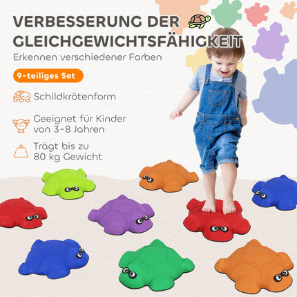 9 Piece Non-Slip Stackable Balancing Stones Set for Kids Motor Skills Development and Active Play