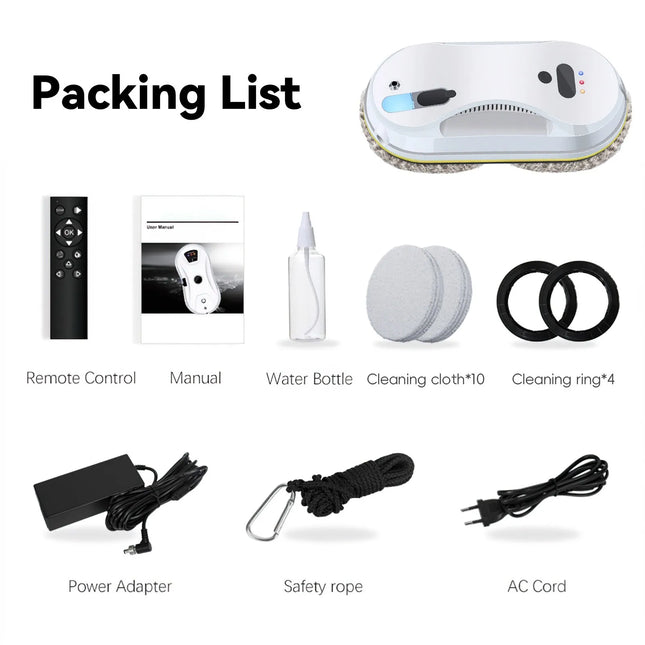 5600Pa Automatic Window Cleaning Robot with Remote Control and Water Spray for Streak Free Glass