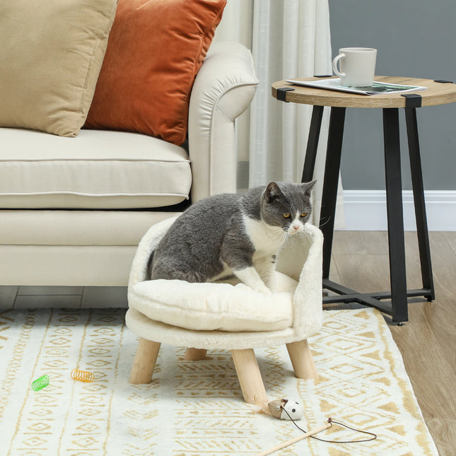 Elevated Pet Sofa For Small Dogs And Cats With Soft Cushion, Washable Cover And Sturdy Wooden Legs