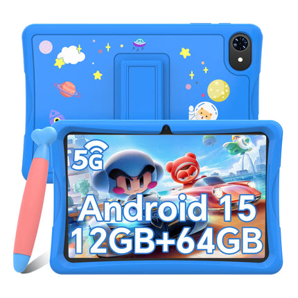10.1 Inch Kids Tablet Android 15, 4GB RAM 64GB ROM, 5G WiFi, 5000mAh Battery, Dual Camera, IPS Screen