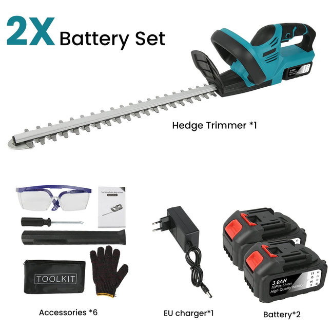 Brushless Cordless Electric Hedge Trimmer Handheld Shrub Shear and Garden Pruning Tool with Battery