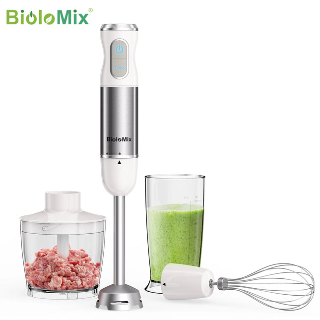 1000W 4-in-1 Hand Immersion Blender System with Chopper Whisk and Smoothie Cup for Easy Food Prep
