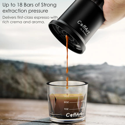 2-in-1 Tragbare Kaffeemaschine für Kapseln und gemahlenen Kaffee, Hand-Espressomaschine für unterwegs