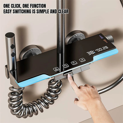 Conjunto moderno de grifo para ducha de baño de acero inoxidable con pantalla digital y múltiples modos de rociado
