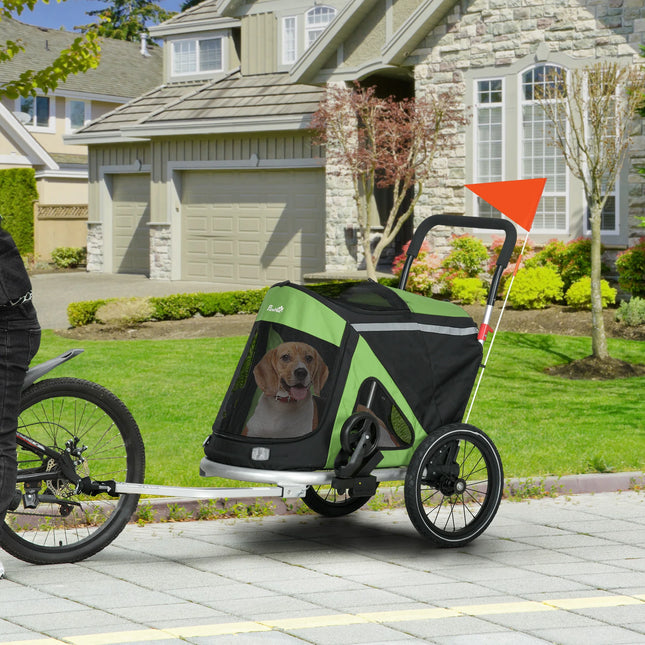 2-in-1 Pet Bike Trailer and Stroller for Medium Dogs with Reflectors for Safe Walking and Cycling