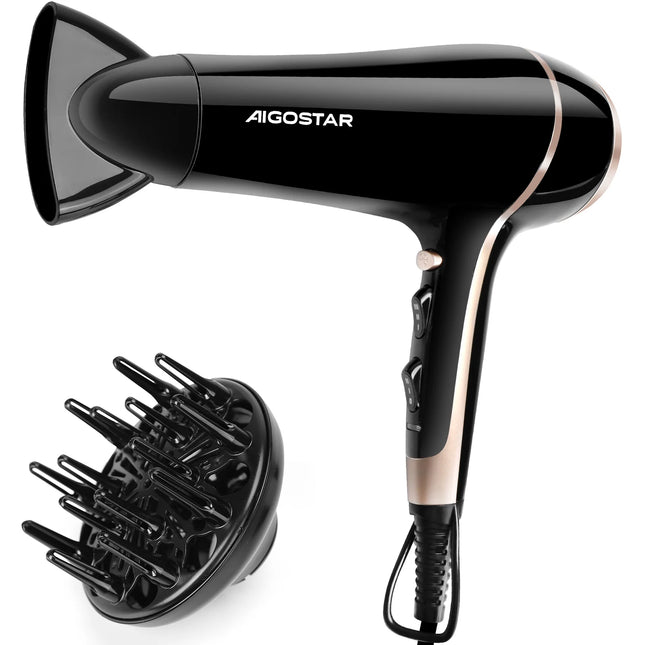 Aigostar 2400W Professional Ionic Hair Dryer with 3 Heat Settings and 2 Speeds for Salon Results