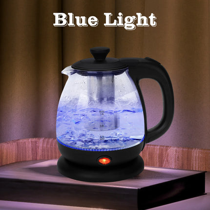 1L Glas-Wasserkocher mit Teesieb, 2200W Schnellkochfunktion, BPA-freies LED-Licht und Warmhaltefunktion