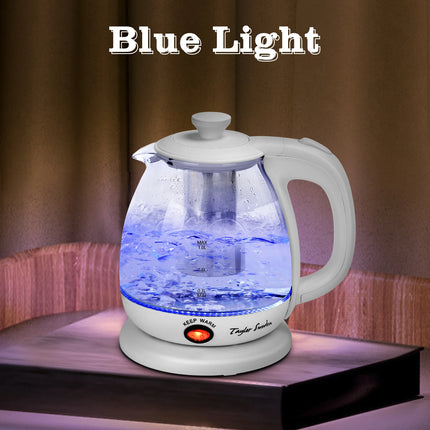 1L Glas-Elektrowasserkocher mit LED-Beleuchtung, 2200W Schnellkochfunktion und Teesieb, Warmhaltefunktion
