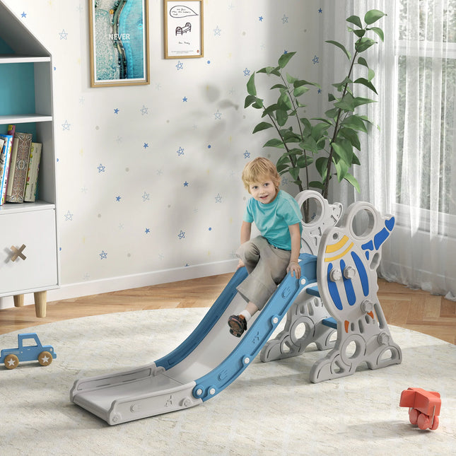 Rocket Themed Toddler Slide with Non-Slip Ladder and Large Handles for Active Indoor Play Ages 1.5-3
