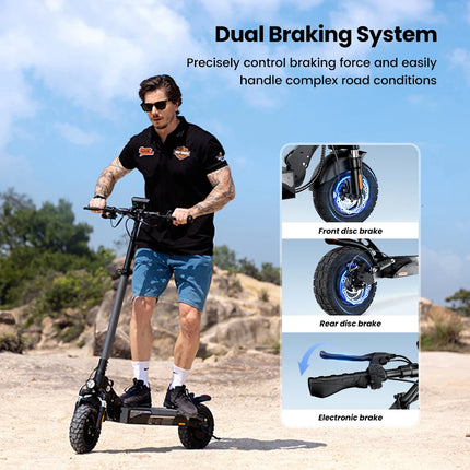 1000W 48V Electric Scooter 10 inch Off Road Tires 45km/h Max Speed Foldable Adult Commuter Two-Wheeler