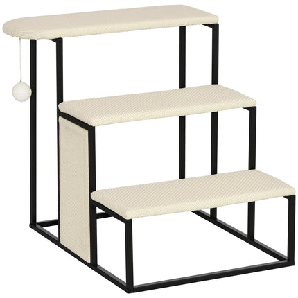 Scala per Animali Domestici a 3 Gradini Alta 53cm con Superficie Antiscivolo per Aiuto a Salire su Letto e Divano per Cani e Gatti