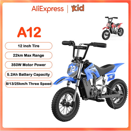 Kids Electric Motorcycle with 350W Motor 36V 5.2Ah Battery 22km Range 3 Speed Settings Shock Absorbers