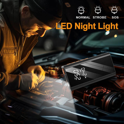 Portable 12V 1200A Car Jump Starter And Tire Inflator Power Bank For Emergency Battery Booster Pump