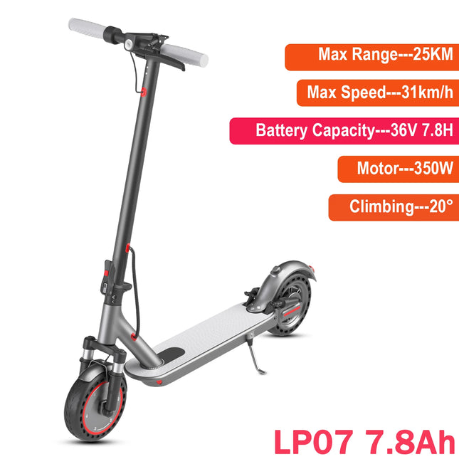 Foldable Electric Scooter for Adults with 350W Motor, 30KM Range and High Capacity 36V 10.5Ah Battery