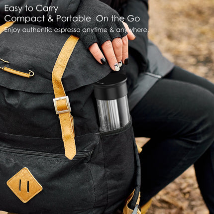 2-in-1 Tragbare Kaffeemaschine für Kapseln und gemahlenen Kaffee, Hand-Espressomaschine für unterwegs