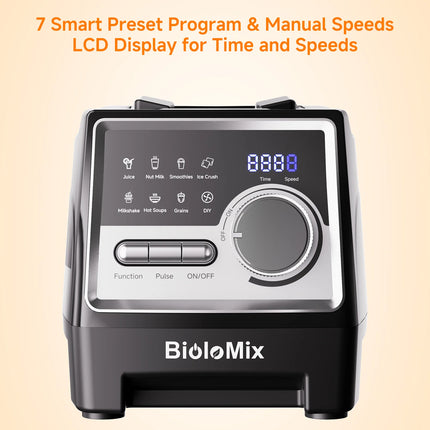 1500W professioneller Mixer mit 2,6L Tritan-Krug, 6 Klingen und 7 voreingestellten Programmen für Smoothies und Getränke