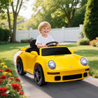 12V Electric Kids Ride-On Car with 2.4GHz Remote Control Four-Wheel Powered Vehicle Yellow Metal Toy