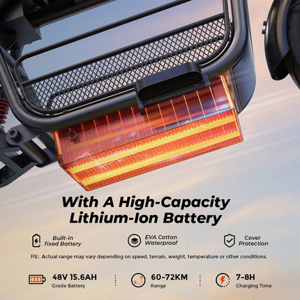 1500W E-Bike mit Sitz und Korb 15,6Ah Akku 55 km/h Höchstgeschwindigkeit 15 Zoll Reifen NFC E-Motorrad