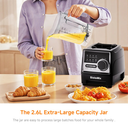 1500W professioneller Mixer mit 2,6L Tritan-Krug, 6 Klingen und 7 voreingestellten Programmen für Smoothies und Getränke