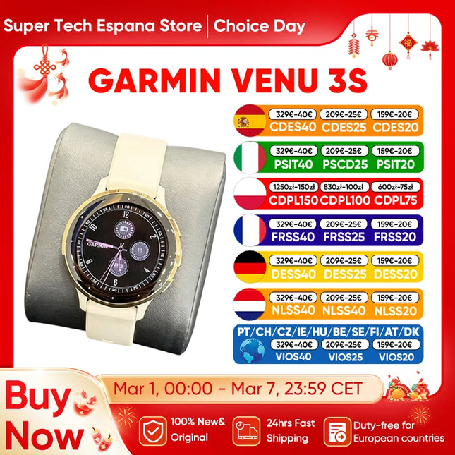 Venu 3s Round AMOLED Smartwatch with GPS Fitness Sleep Stress Monitoring and Bluetooth Calling Ability