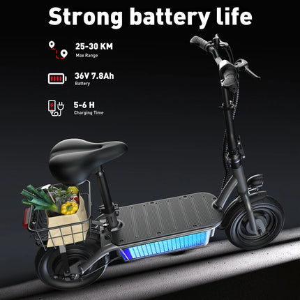 10 Inch Folding Electric Bike 500W Motor 30KM Range Commuter E-Bike with Comfort Seat and Front Basket