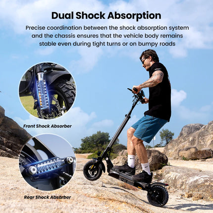 1000W 48V Electric Scooter 10 inch Off Road Tires 45km/h Max Speed Foldable Adult Commuter Two-Wheeler