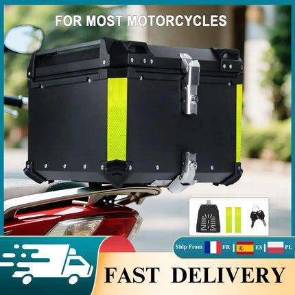 65L Aluminum Alloy Motorcycle Top Box Waterproof Tail Box Universal Luggage Storage Case for Touring