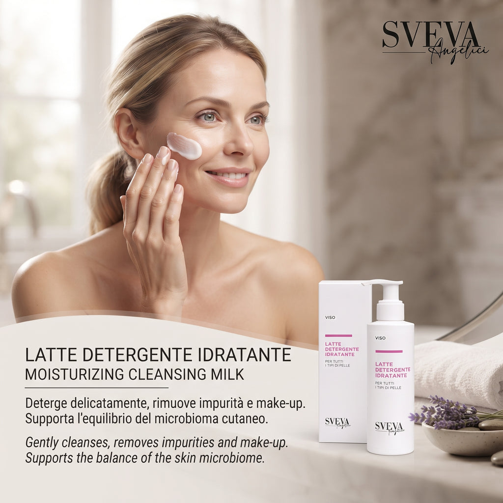 101 Cosmetica Sveva Moisturizing Cleansing Milk for All Skin Types Made in Italy Sveva Line 150 ml