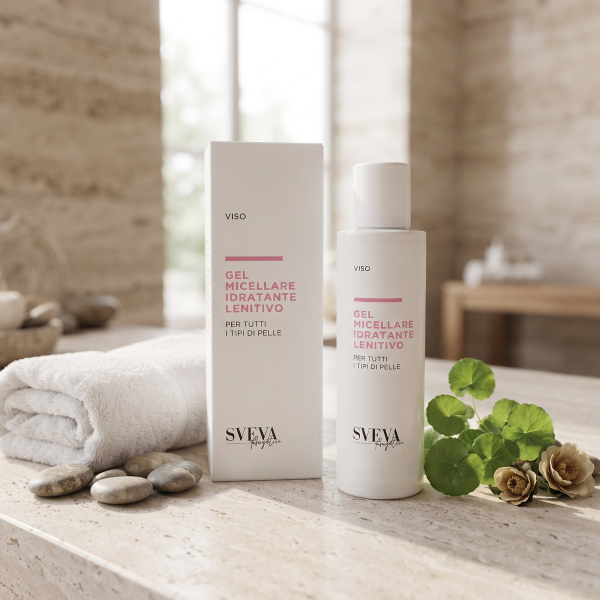 101 Cosmetica Sveva Hydrating Soothing Micellar Gel for All Skin Types Made in Italy Sveva Line 150 ml