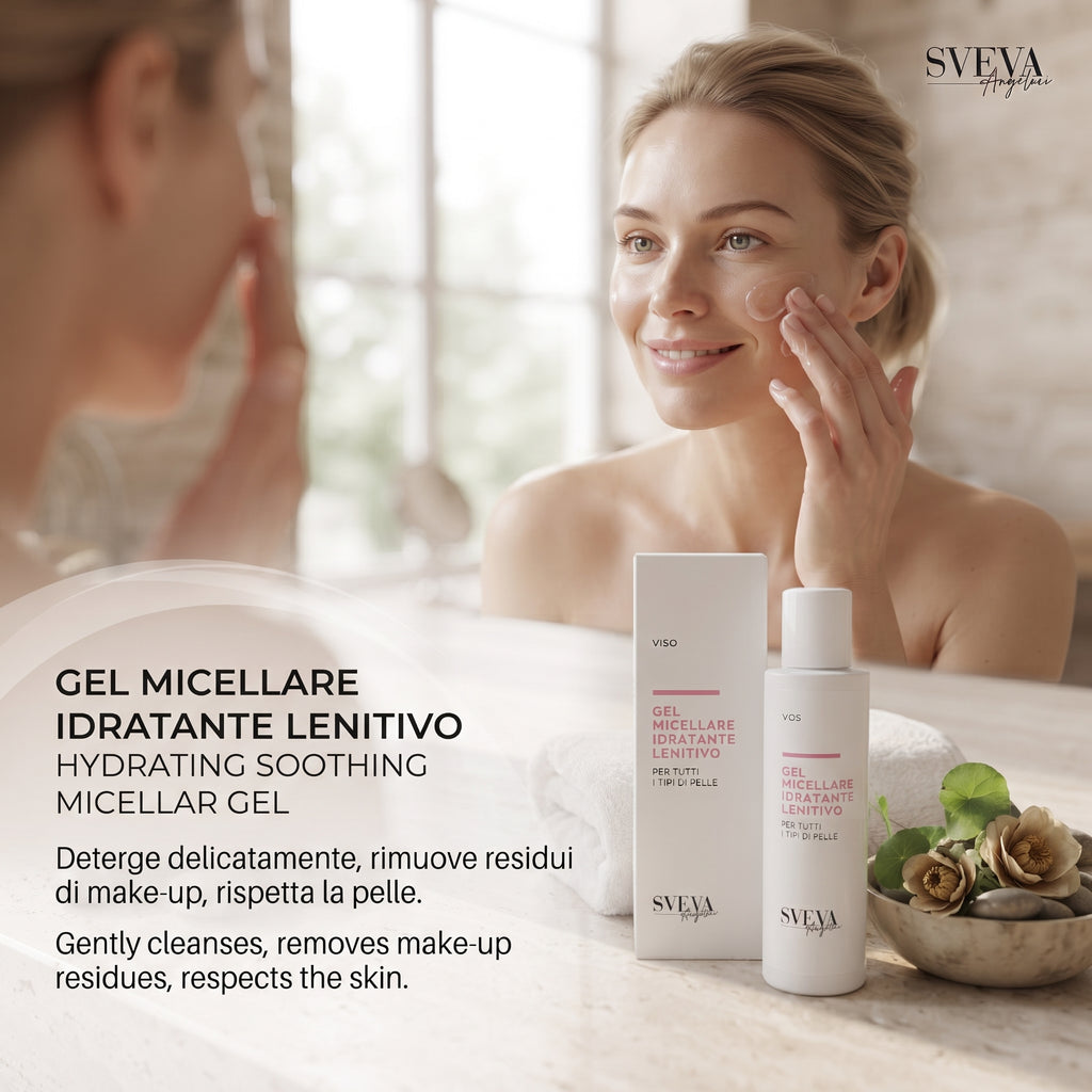 101 Cosmetica Sveva Hydrating Soothing Micellar Gel for All Skin Types Made in Italy Sveva Line 150 ml