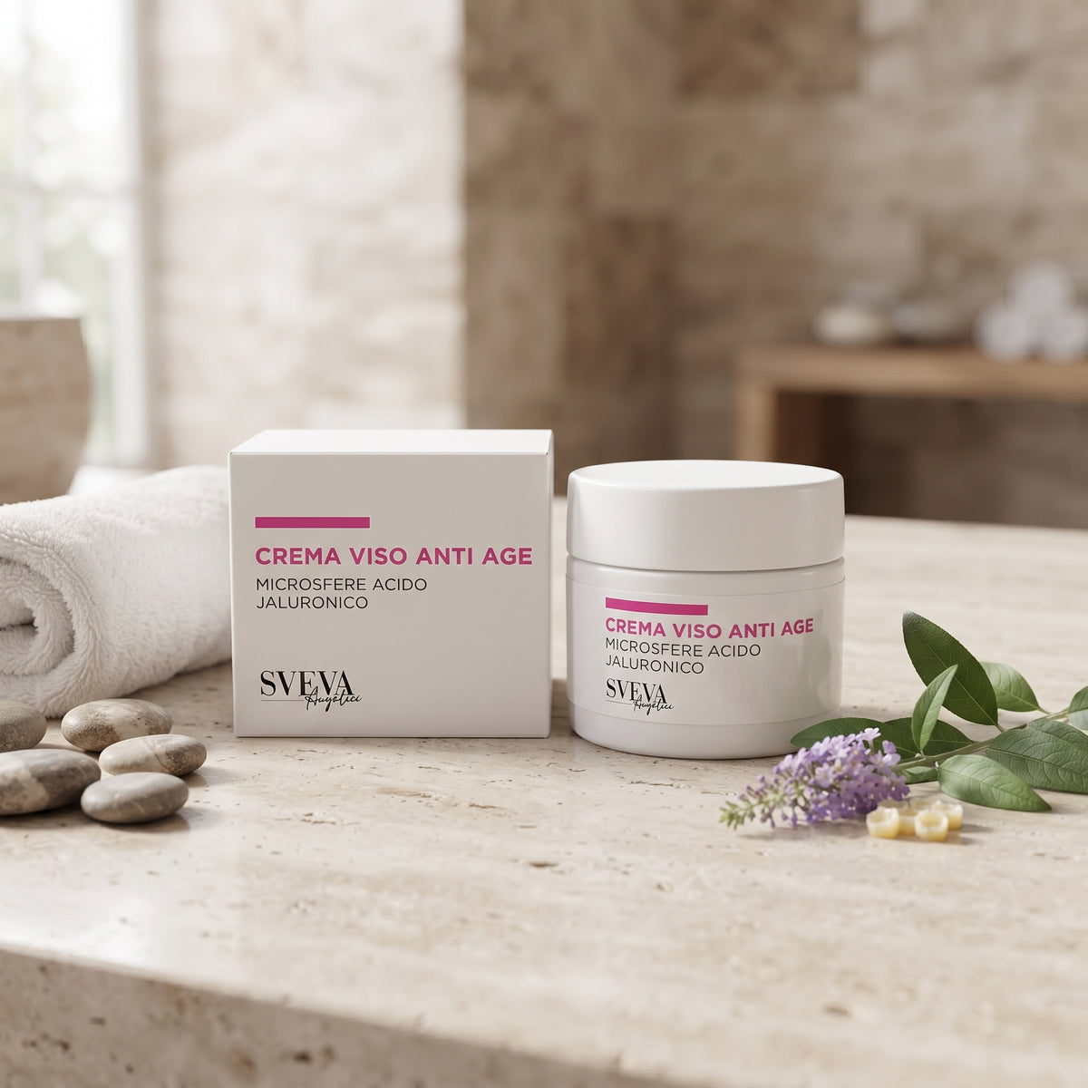 101 Cosmetica Sveva Anti-Age Face Cream with Hyaluronic Acid Microspheres for Mature Skin Made in Italy Sveva Line 50 ml