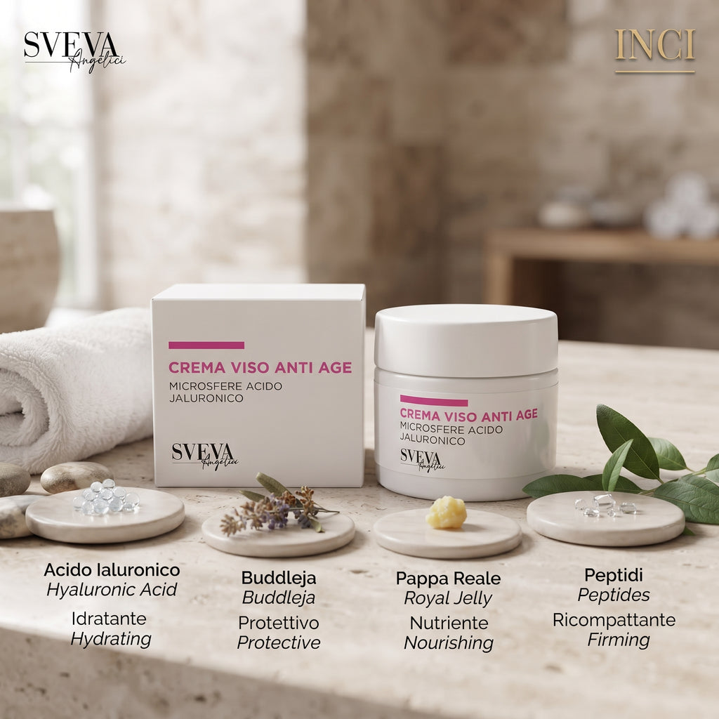 101 Cosmetica Sveva Anti-Age Face Cream with Hyaluronic Acid Microspheres for Mature Skin Made in Italy Sveva Line 50 ml