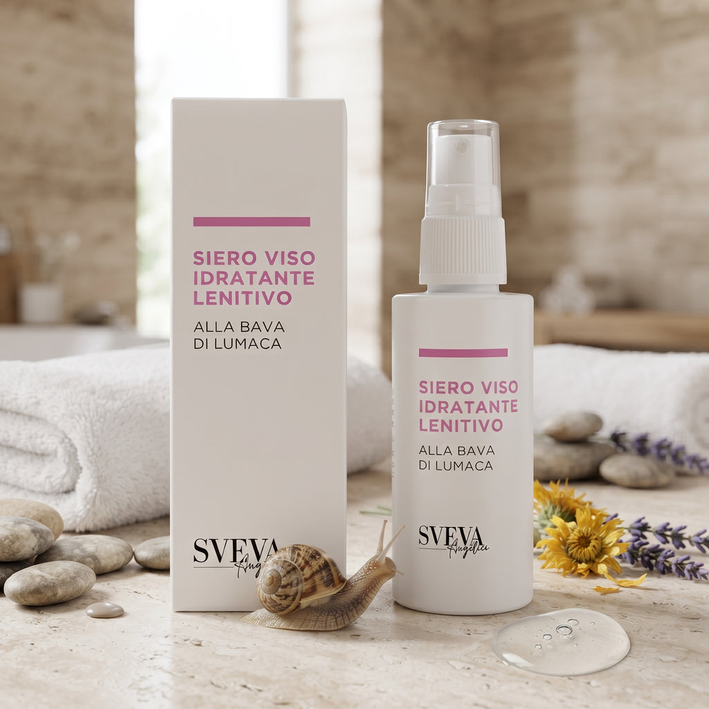 101 Cosmetica Sveva Hydrating Soothing Face Serum with Snail Secretion Filtrate and Hyaluronic Acid Made in Italy Sveva Line 50 ml