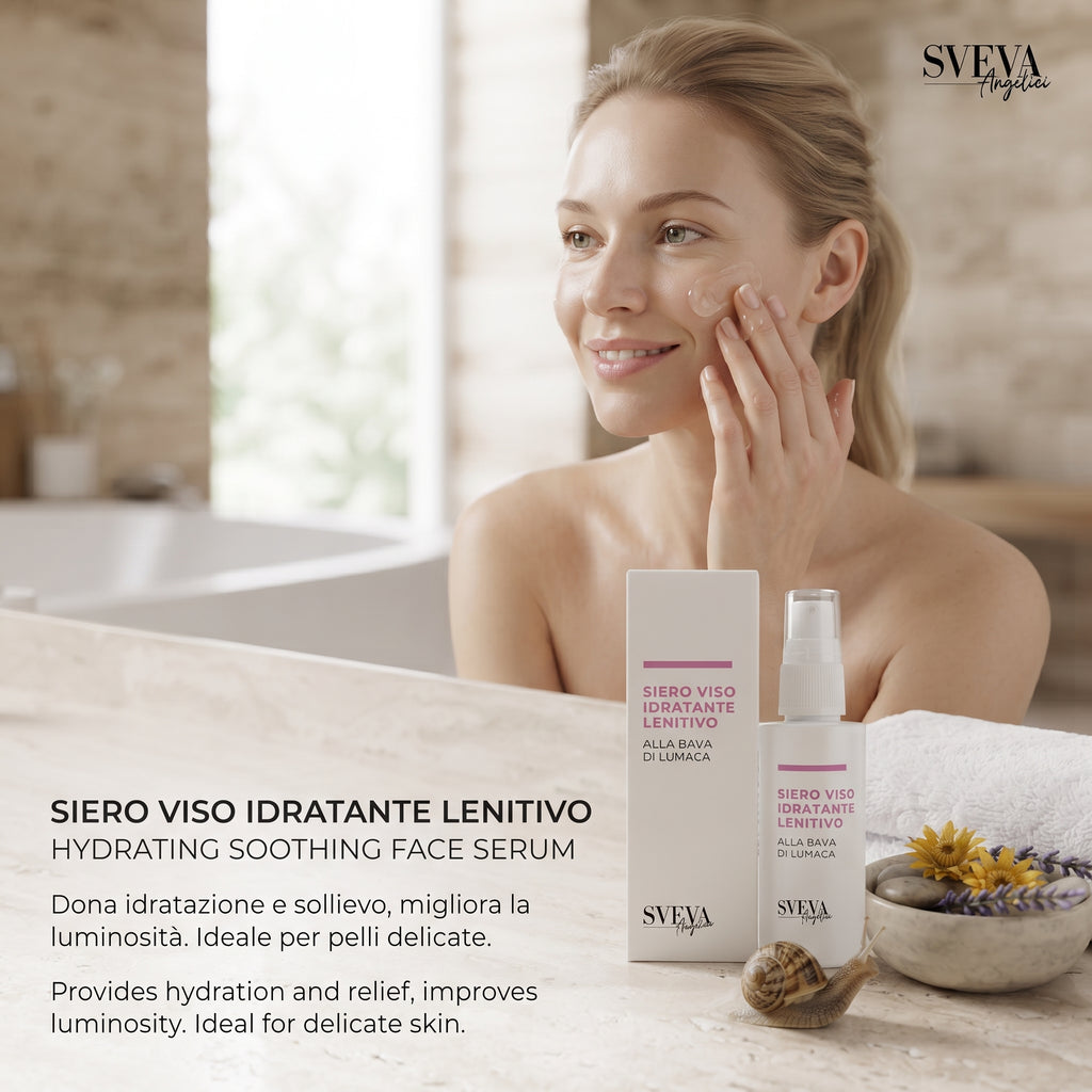 101 Cosmetica Sveva Hydrating Soothing Face Serum with Snail Secretion Filtrate and Hyaluronic Acid Made in Italy Sveva Line 50 ml