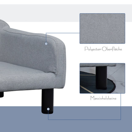 Soft Flannel Pet Sofa with Wooden Legs and 3-Sided Backrest, Cozy Dog Bed for Small Pets, 82x54x36cm