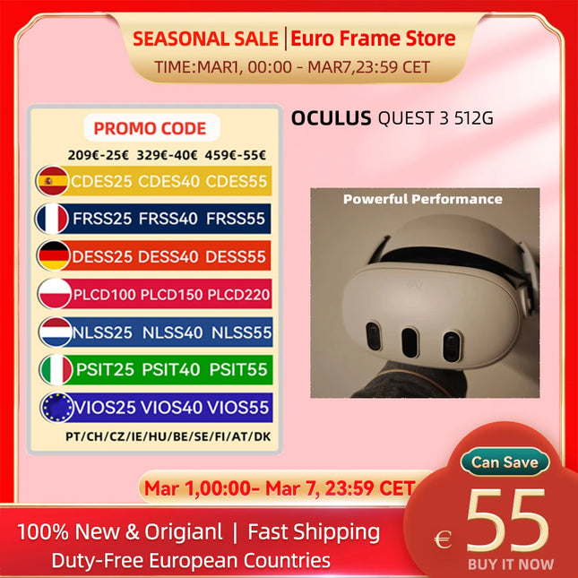 Meta Quest 3 All-in-One Virtual Reality Headset 512GB Storage Wireless VR Gaming Motion Sensing Device