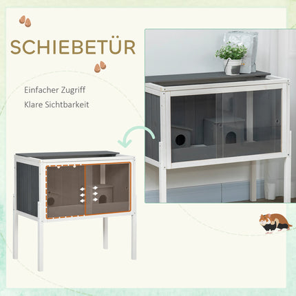 Grande cage en bois pour hamster avec deux huttes et portes coulissantes en acrylique pour petits rongeurs et habitats