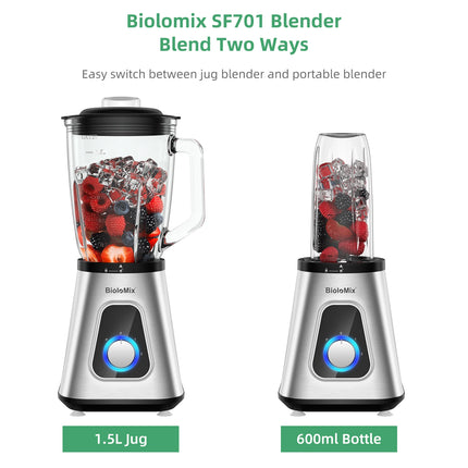 1300W Professional Blender with 1.5L Glass Pitcher for Frozen Smoothies, Sauces and Ice Crushing