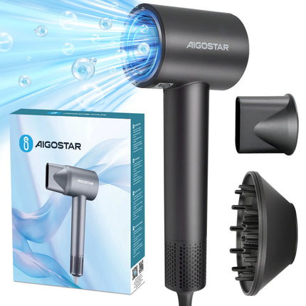 Secador de pelo iónico profesional Aigostar con difusor, motor sin escobillas de 110,000 RPM para secado rápido