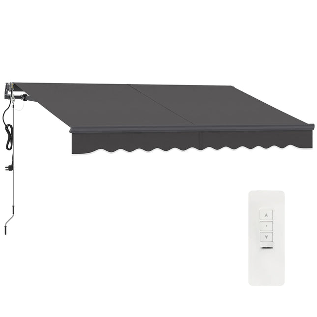 Electric Retractable Patio Awning With Hand Crank And Adjustable Angle UV Resistant Polyester Fabric