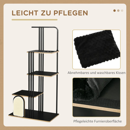 170 cm Vierstöckiger Katzenbaum mit Kratzpfosten, Sisal-Kratzbrett und weichem Kissen Kletterturm