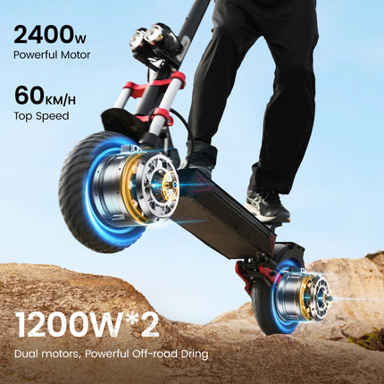 12 Inch Electric Scooter 2400W Dual Motor Off Road 20Ah Battery 60km/h Max Speed Foldable Two-Wheeler