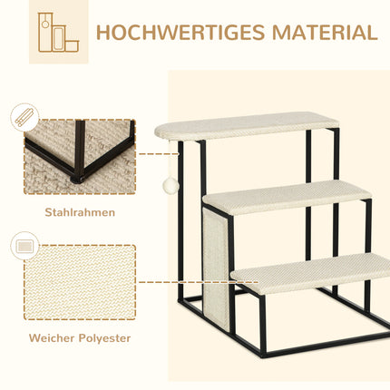 Scala per Animali Domestici a 3 Gradini Alta 53cm con Superficie Antiscivolo per Aiuto a Salire su Letto e Divano per Cani e Gatti