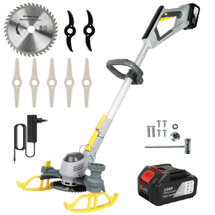 2-in-1 Cordless Electric Lawn Mower and String Trimmer with Telescopic Handle and LED Battery Display